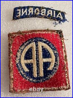 Vintage WW2 Era US Army 82nd Airborne Patch & Tab Off Uniforn Authentic