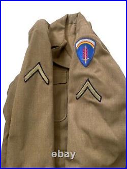 Vintage WW2 Style US Army Wool Cropped IKE Jacket Coat 50s WithPatches 42S MCM