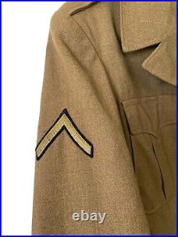 Vintage WW2 Style US Army Wool Cropped IKE Jacket Coat 50s WithPatches 42S MCM