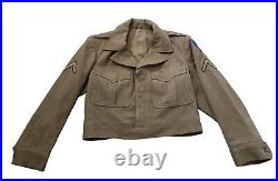 Vintage WW2 Style US Army Wool Cropped IKE Jacket Coat 50s WithPatches 42S MCM