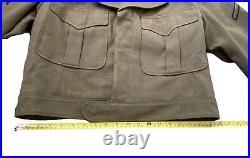 Vintage WW2 Style US Army Wool Cropped IKE Jacket Coat 50s WithPatches 42S MCM