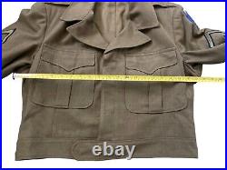 Vintage WW2 Style US Army Wool Cropped IKE Jacket Coat 50s WithPatches 42S MCM