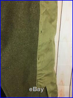 Vintage WW2 US Army Officer Wool Overcoat Coat With Patches Mens 42 RARE