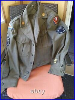 Vintage WWII Korea US Army Ike WOOL Jacket 36r with patches pins