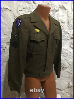 Vintage WWII US Army Air Force 33rd Infantry Sergant Ike Jacket SZ 36 Patches