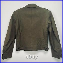 Vintage WWII US Army Issued OD Wool Ike Field Jacket Size 34S ETO Patch 4 Bars