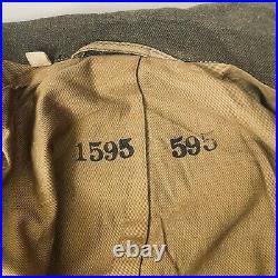 Vintage WWII US Army Issued OD Wool Ike Field Jacket Size 34S ETO Patch 4 Bars