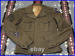 Vintage WWII US Army Wool M-1943 Field Jacket Military 1940s Patches Sz 34 HR