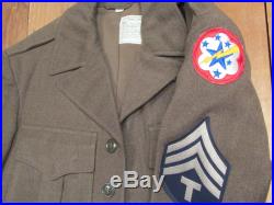 Vintage WWII US Army Wool M-1943 Field Jacket Military 1940s Patches Sz. 34 Nice