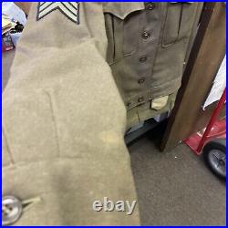 Vintage WWII US Army wool uniform patched T. D. M jacket 36r pants 32x31 tie