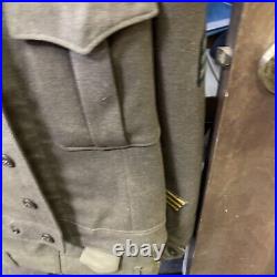 Vintage WWII US Army wool uniform patched T. D. M jacket 36r pants 32x31 tie