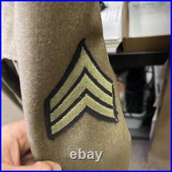 Vintage WWII US Army wool uniform patched T. D. M jacket 36r pants 32x31 tie
