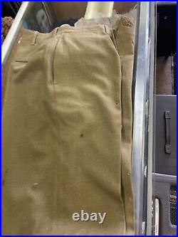 Vintage WWII US Army wool uniform patched T. D. M jacket 36r pants 32x31 tie