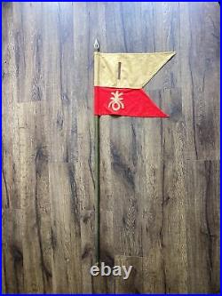 Vintage WWII/ Vietnam Era Guidon Unit Flag US Army Military With Pole Free Ship