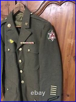 Vintage WWII Vietnam Era U. S. Army Dress Jacket With Patches Rank Pins Size 38 R