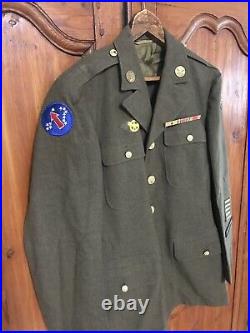 Vintage WWII Vietnam Era U. S. Army Dress Jacket With Patches Rank Pins Size 38 R