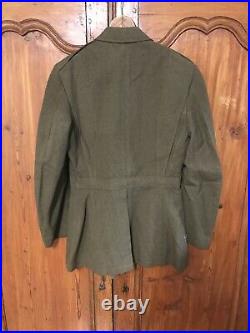 Vintage WWII Vietnam Era U. S. Army Dress Jacket With Patches Rank Pins Size 38 R