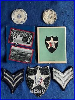 Vintage WW II 2 US Army 2nd infantry division Patch shoulder insignia +Rank Lot