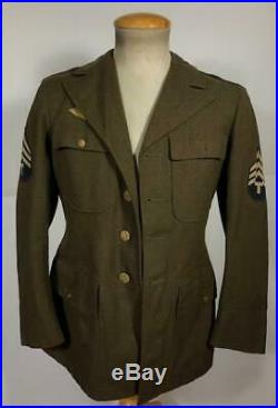 Vintage Ww2 Era Us Army Wool Dress Tunic Size 36s Patches Original Dated 1942
