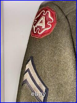 Vtg 1943 WWII Australian Made Eisenhower US ARMY jacket Ribbon Bar Patches Name