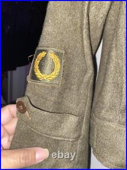 Vtg 1943 WWII Australian Made Eisenhower US ARMY jacket Ribbon Bar Patches Name