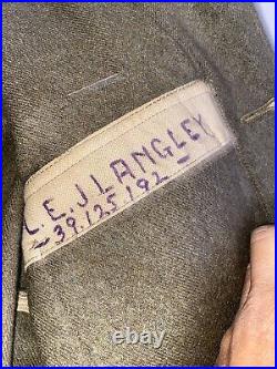 Vtg 1943 WWII Australian Made Eisenhower US ARMY jacket Ribbon Bar Patches Name