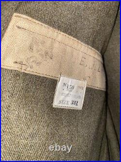 Vtg 1943 WWII Australian Made Eisenhower US ARMY jacket Ribbon Bar Patches Name