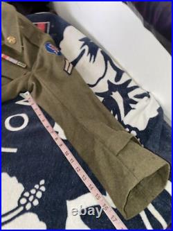 Vtg 1943 WWII Australian Made Eisenhower US ARMY jacket Ribbon Bar Patches Name
