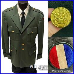 Vtg 40's US Army Officers Dress Jacket Military World War Ground Forces Patch 42