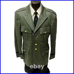 Vtg 40's US Army Officers Dress Jacket Military World War Ground Forces Patch 42