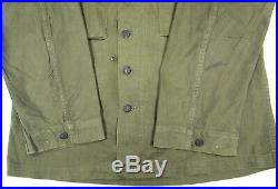 Vtg 40s 50s US Army HBT shirt PATCHES sz 38 WW2 Korea Herringbone Twill NAMED