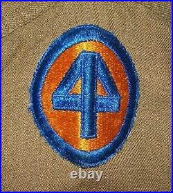 Vtg WWII 1940s Original US Army Shirt Olive Drab Wool With 44th Division Patches