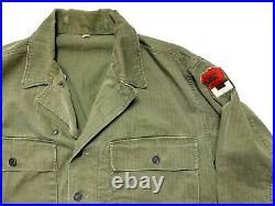 Vtg WWII 2ND US ARMY Field Jacket 38 R HBT 1940s WORK WEAR chore Shirt patch WW2
