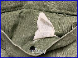 Vtg WWII 2ND US ARMY Field Jacket 38 R HBT 1940s WORK WEAR chore Shirt patch WW2
