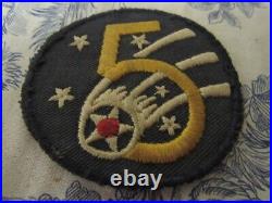 Vtg. WWII US 5th Army Air Force Aviation Theater Made Twill SSI Patch