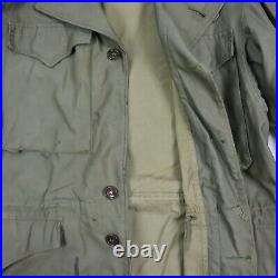 Vtg WWII US ARMY M-1943 Field Jacket Faded Paint Distressed Patched SIZE 38R