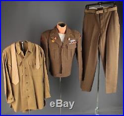 Vtg WWII US Army 63rd 78th Div Uniform Ike Jacket With MUC Patch CIB Pin #5195