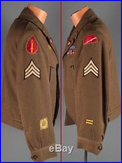 Vtg WWII US Army 63rd 78th Div Uniform Ike Jacket With MUC Patch CIB Pin #5195
