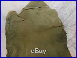 Vtg Wwii Us Army Paratrooper Airborne Patches Hbt Twill Green Herringbone Shirt