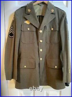 Vtg Wwii Ww2 Us Army Air Corps Sergeant Wool Dress Jacket Gi Engineer Patch +