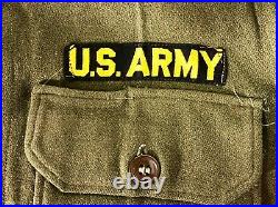 WORLD WAR II WWII US Army Wool Shirt Jacket withPatches Size Small