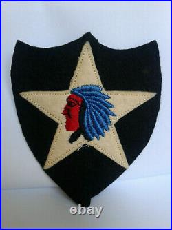 WW1 WW2 US Army 2nd Infantry felt embroidered patch has extra felt flap