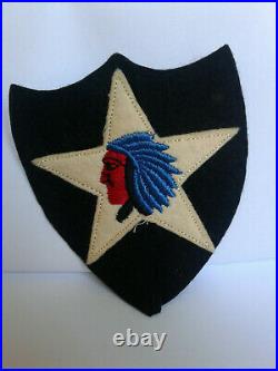 WW1 WW2 US Army 2nd Infantry felt embroidered patch has extra felt flap