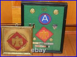 WW2FRAMED U S Army 45th Division Patch With ribbons/rank+ PARAFFIN, THUNDERBIRD