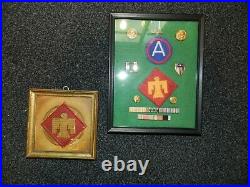 WW2FRAMED U S Army 45th Division Patch With ribbons/rank+ PARAFFIN, THUNDERBIRD