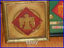 WW2FRAMED U S Army 45th Division Patch With ribbons/rank+ PARAFFIN, THUNDERBIRD