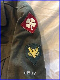 WW2 1944 US Military Army Wool IKE Field Jacket 40S with Patches