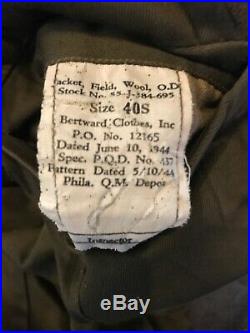 WW2 1944 US Military Army Wool IKE Field Jacket 40S with Patches