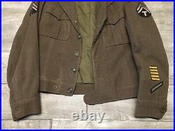 WW2 1944 Vintage US Army Ike Wool Field Coat Mens With Patches Size 36 L WWII