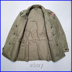 WW2 40s US Army M-43 Parka Jacket w Patches Sz 34L RARE